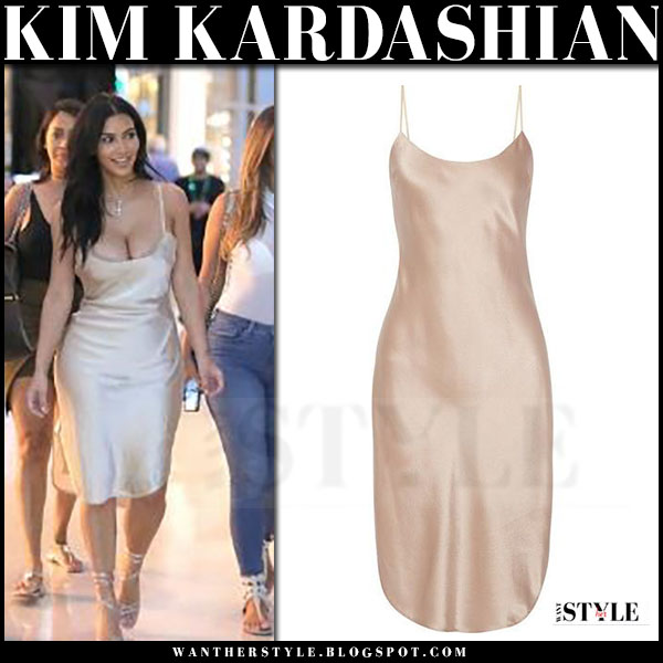cream silk slip dress