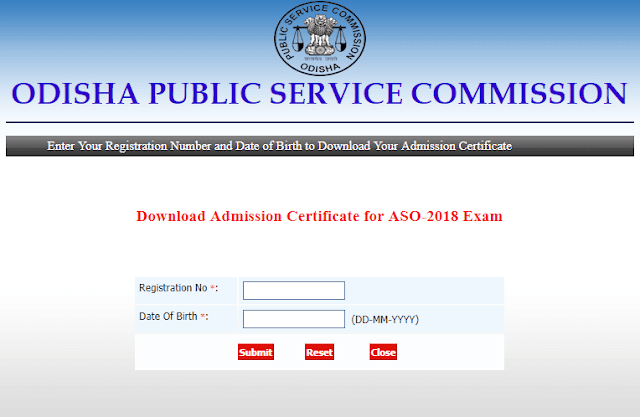 OPSC ASO Admit Card 2018