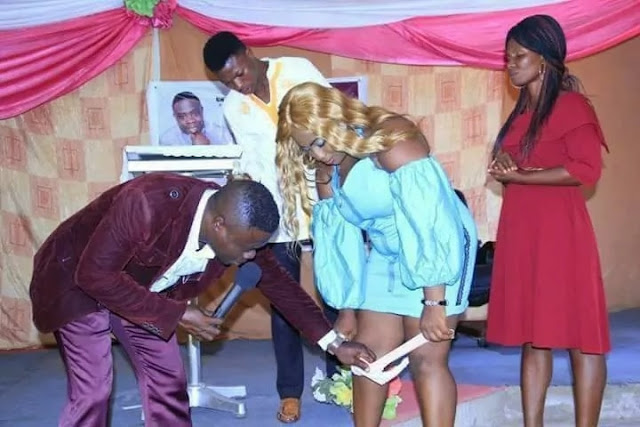 Zambian prophet' removing a lady's underwear in church