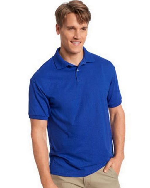Hanes 054X Mens Comfortblend Jersey Polo - Deep Royal – L