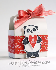Stampin' Up! 2018 Sale-a-Bration Party Panda Valentine's Day Tag Topper Treat Box VIDEO Tutorial ~ www.juliedavison.com