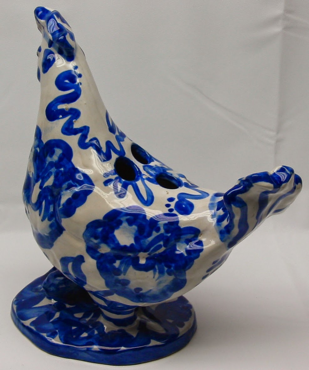 MA Hadley Kentucky Pottery Figural Rooster Chicken Flower