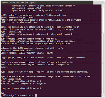 Resetear contraseña de MySQL en un servidor Linux (basado en Debian)