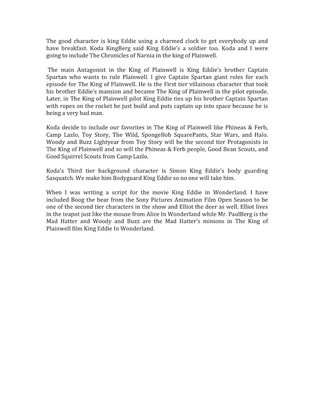 Working on King Eddie In Wonderland cast sheet and paragraph teaching