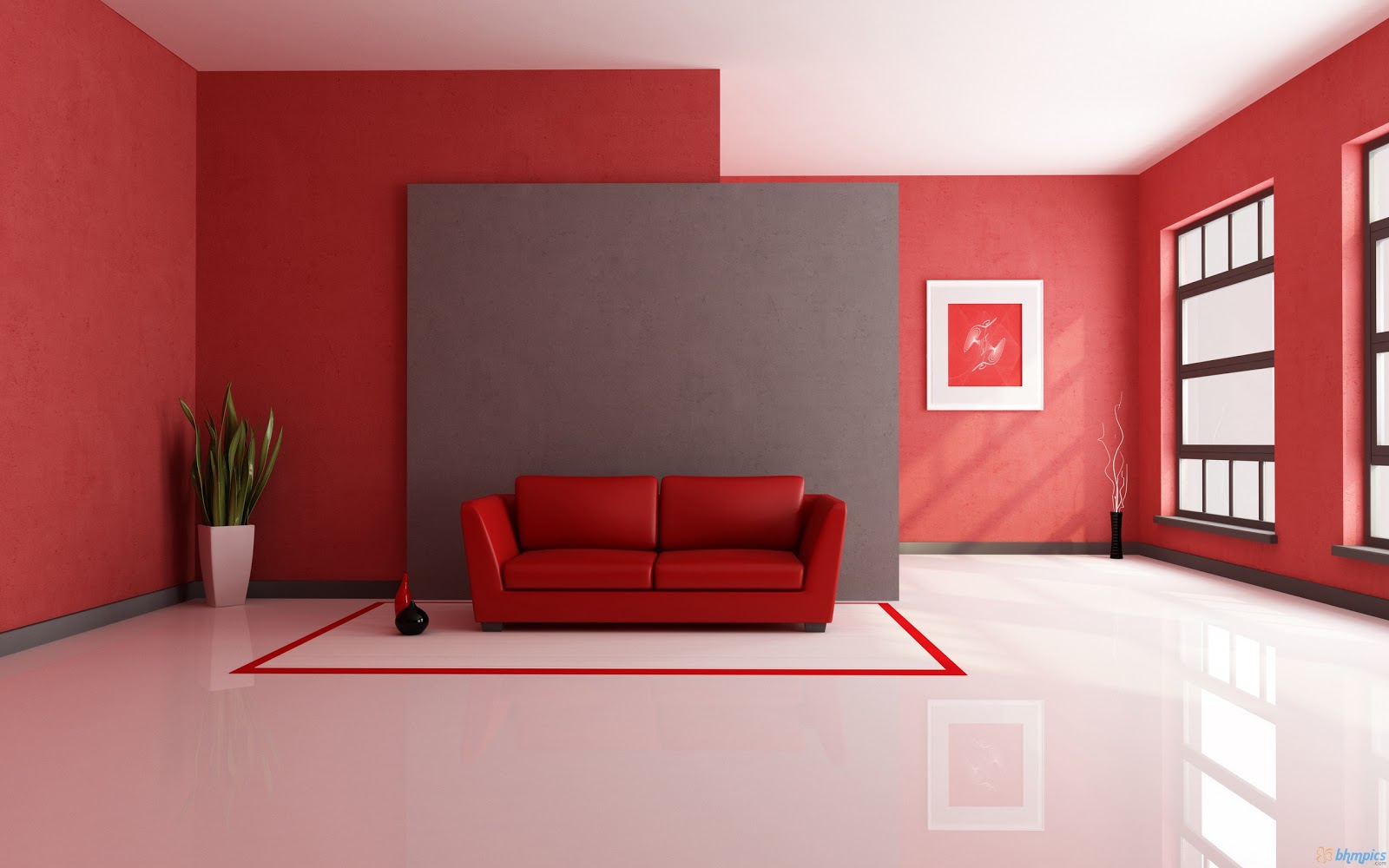 Red Living Room Interior Design