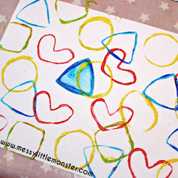 shape 2d painting activity shapes activities toddler easy toddlers using preschoolers preschool diy roll paintings messylittlemonster colours monster messy 3d