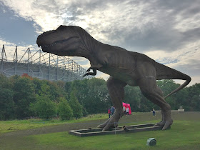 Giant T-rex overlooking st james park newcastle
