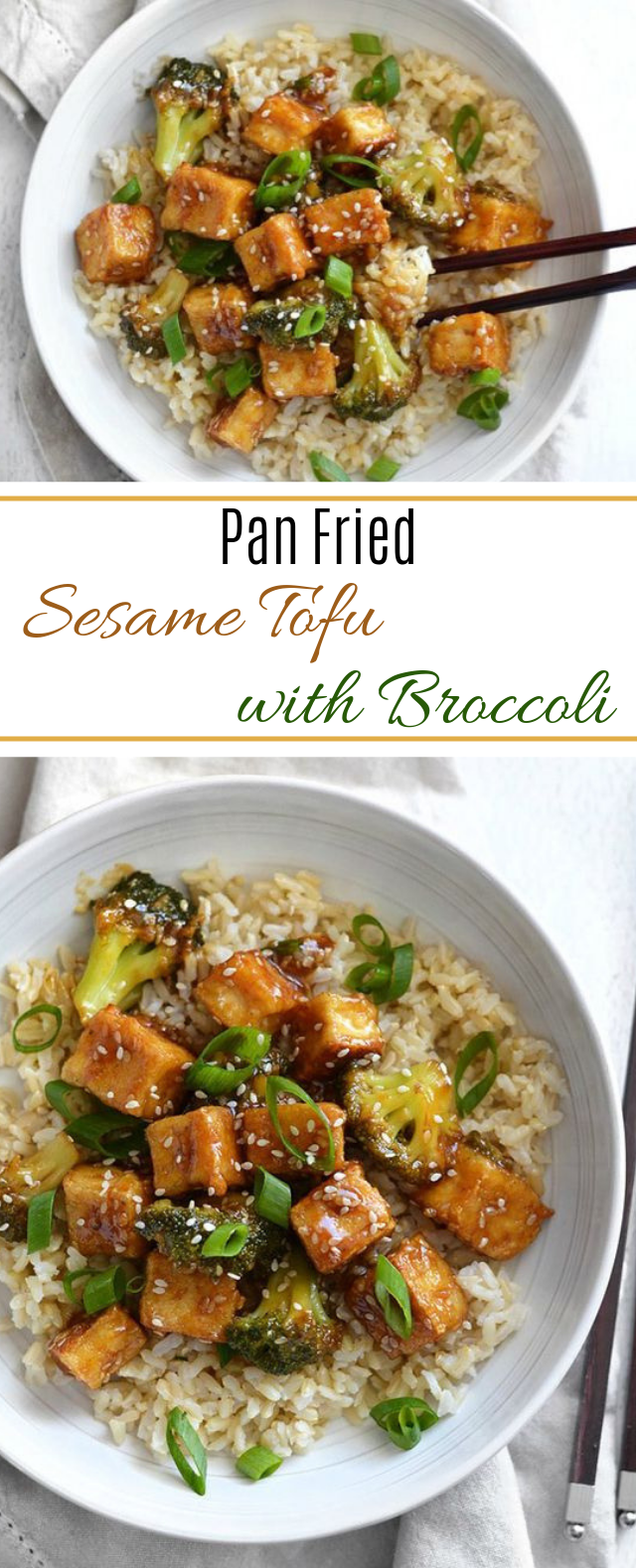 Pan Fried Sesame Tofu with Broccoli #sidedish #vegetarian