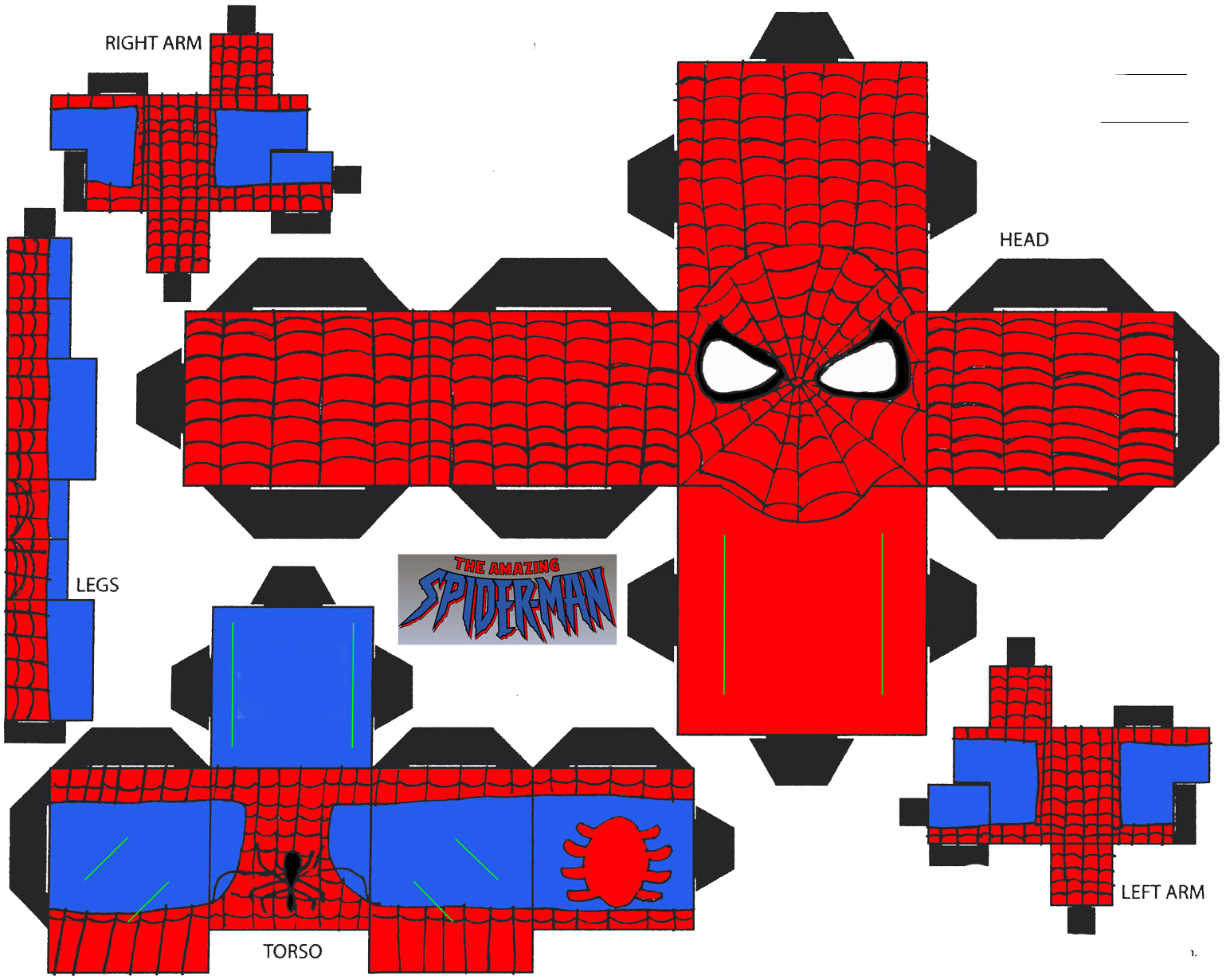 Template Marvel Heroes Papercraft, Minecraft Papercraft, Papercraft