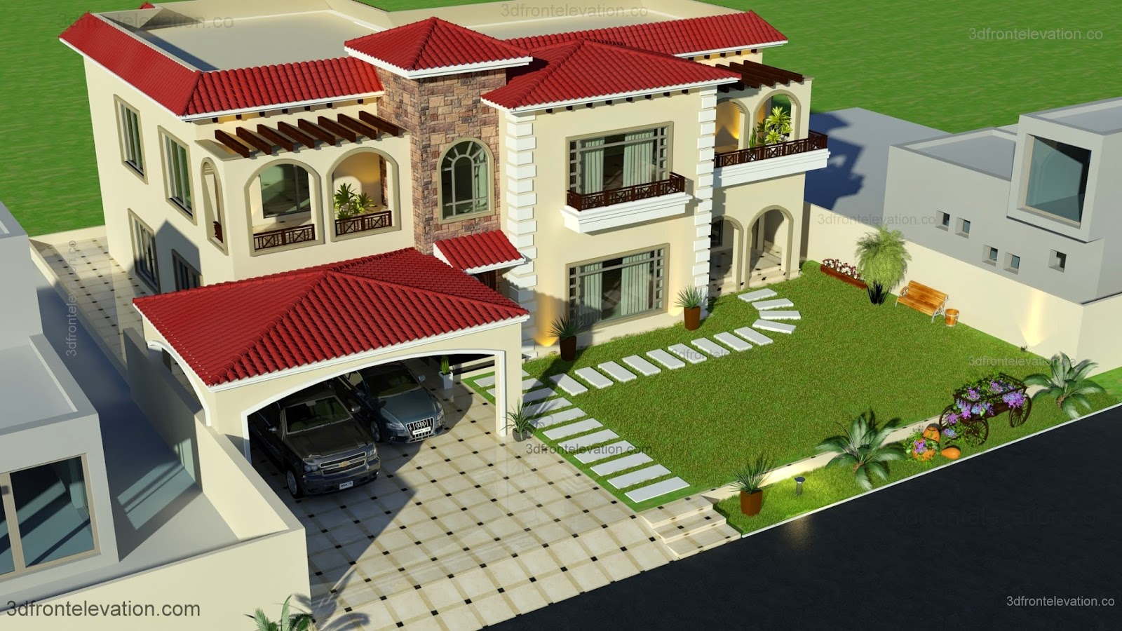 3D Front Elevationcom Beautiful Mediterranean House Plans