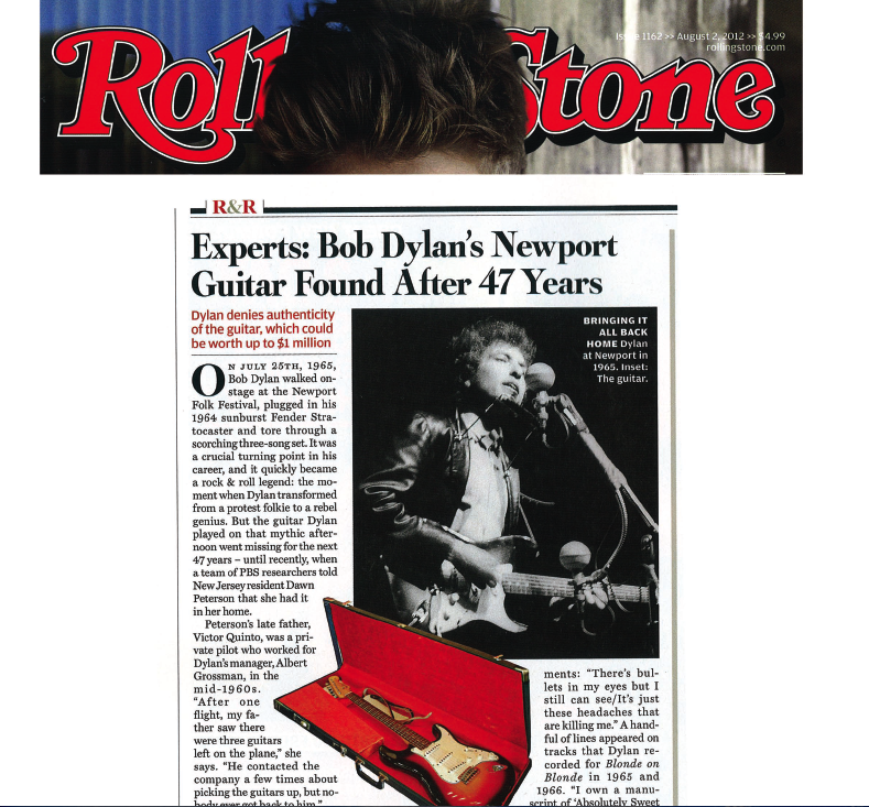 Roslan & Campion Public Relations, LLC "Bob Dylan" Guitar in Rolling