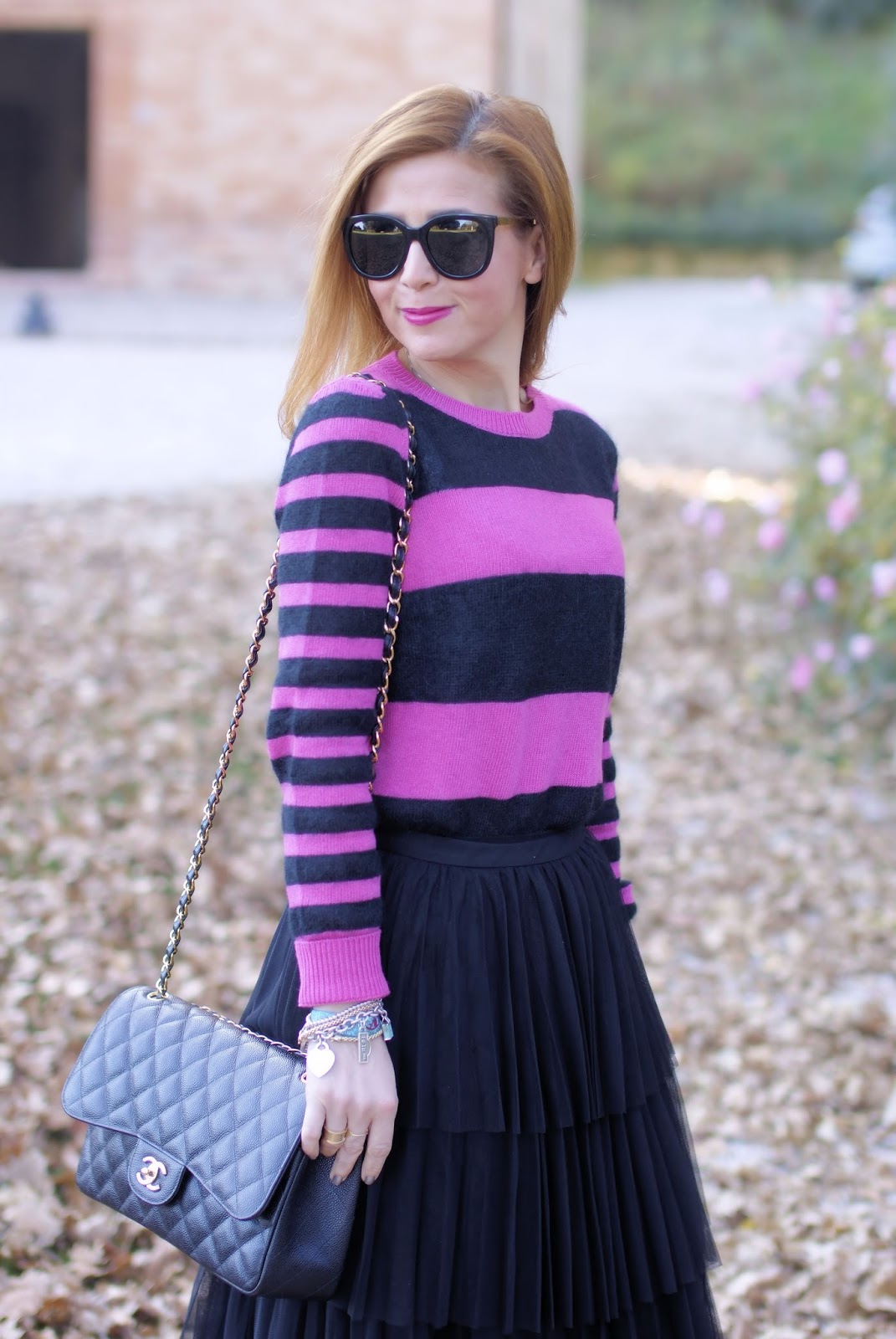 How to wear a black ruffle tulle skirt on Fashion and Cookies fashion blog, fashion blogger style