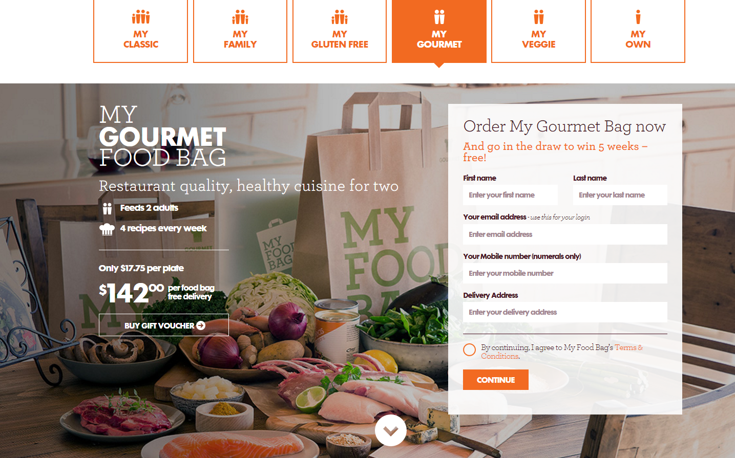 my food bag menu