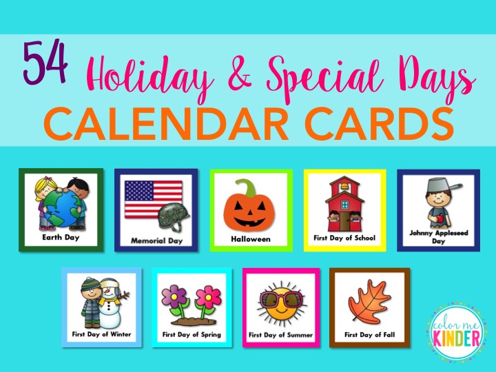 Holiday And Special Days Calendar Cards Color Me Kinder