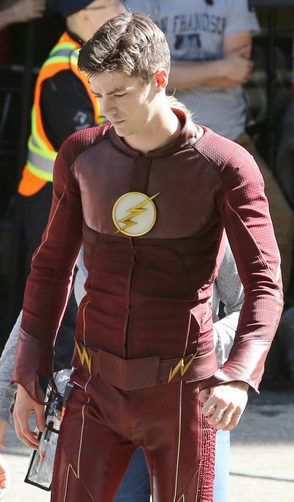 Grant Gustin Filming 'The Flash' in Vancouver.