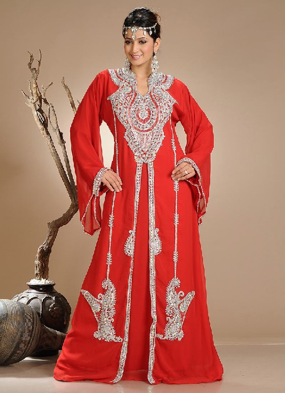 red and white kaftan