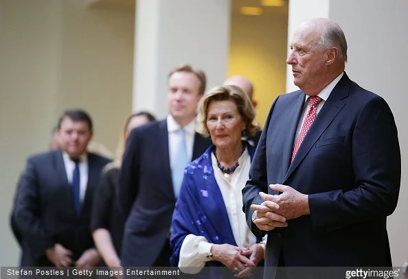 King Harald of Norway and Queen Sonja of Norway attends a Norwegian Community Reception at the Hyatt Hotel on February 22, 2015 in Canberra, Australia.