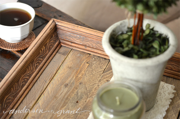 Check out this tutorial for making a reclaimed wood tray from a thrift store picture frame!  | www.andersonandgrant.com
