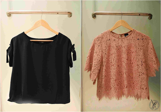 women's navy and salmon pink tops