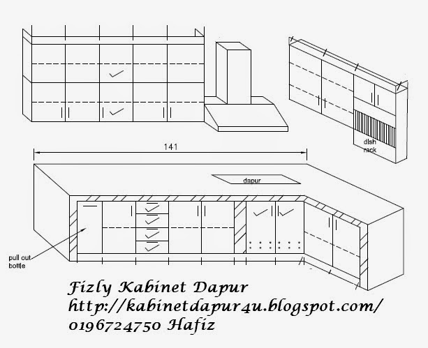 Fizly Kabinet Dapur Lakaran Sebelum Kayu Dipotong