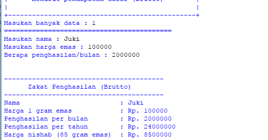 Contoh Program Python Aplikasi Menghitung Zakat Profesi | nurachid.com