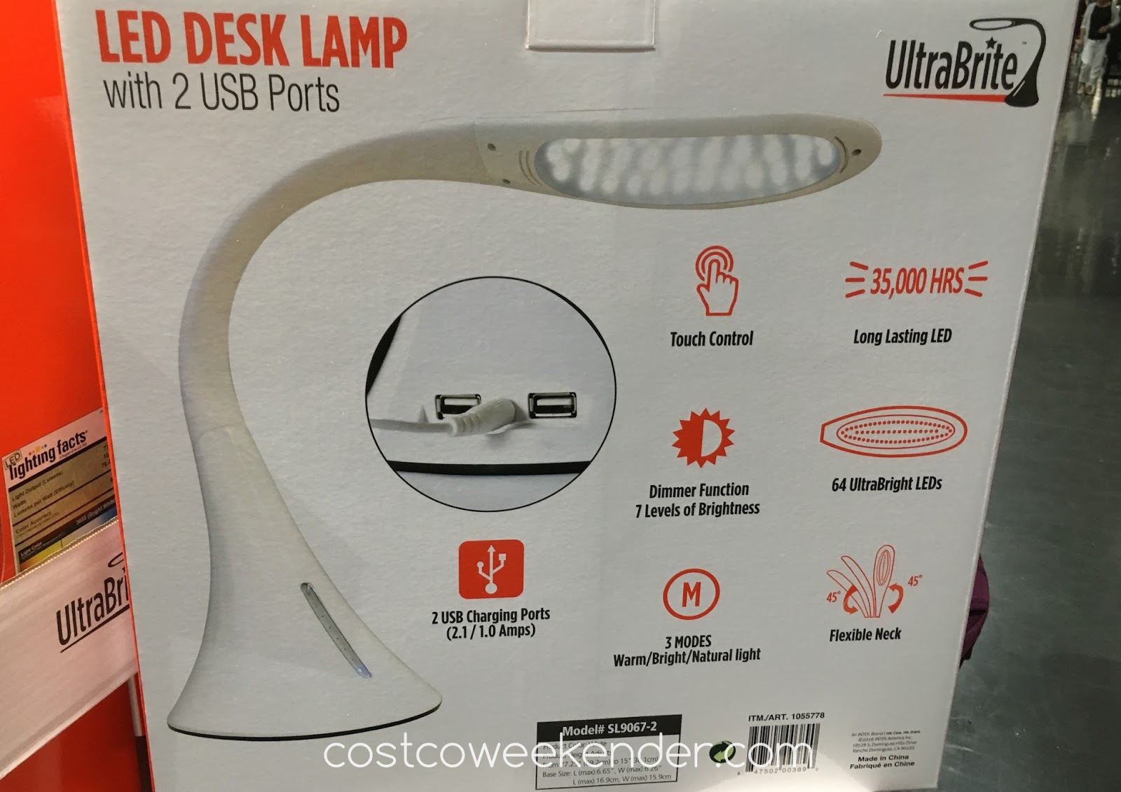 Ultrabrite Led Desk Lamp Model Sl9067 2 With 2 Usb Ports
