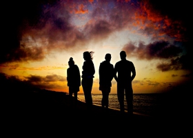 A family at sunset. A family at sunset.