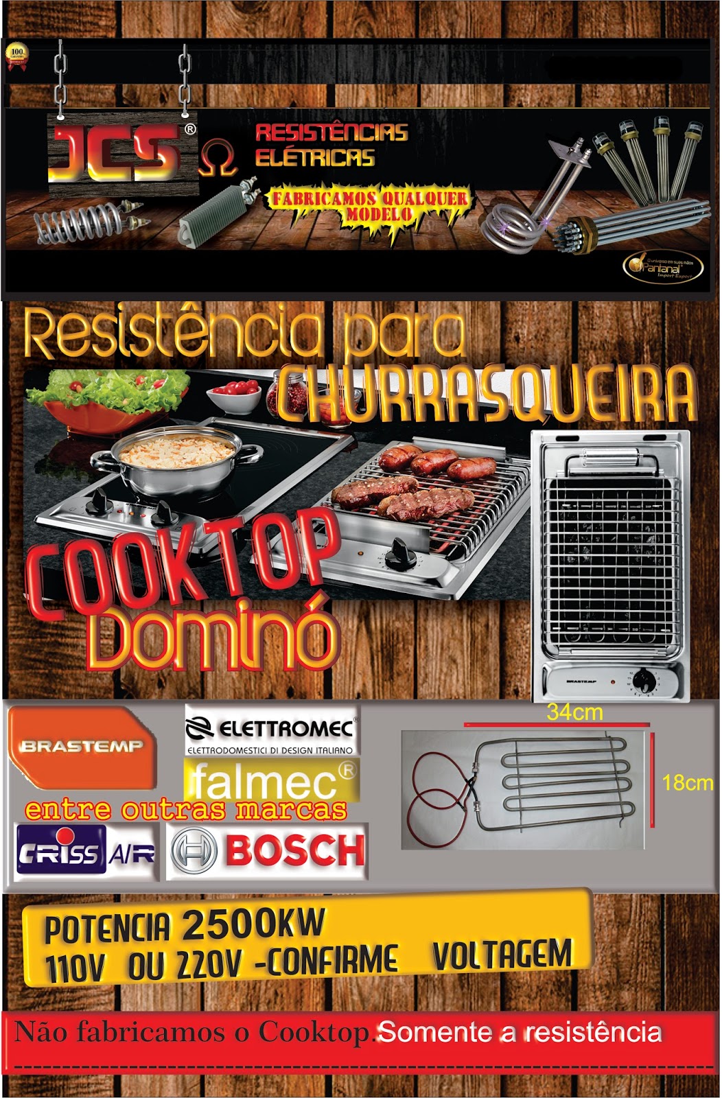 Resistencia Elétrica Cooktop Falmec Dominó Barbecue R 205,00 em