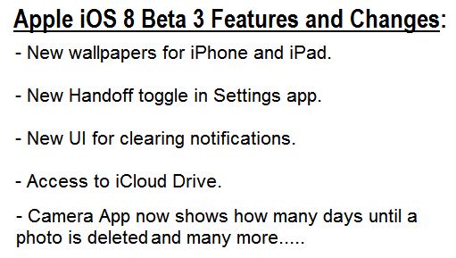 Apple iOS 8 Beta 3 Build No.12A4318c Features and Changes