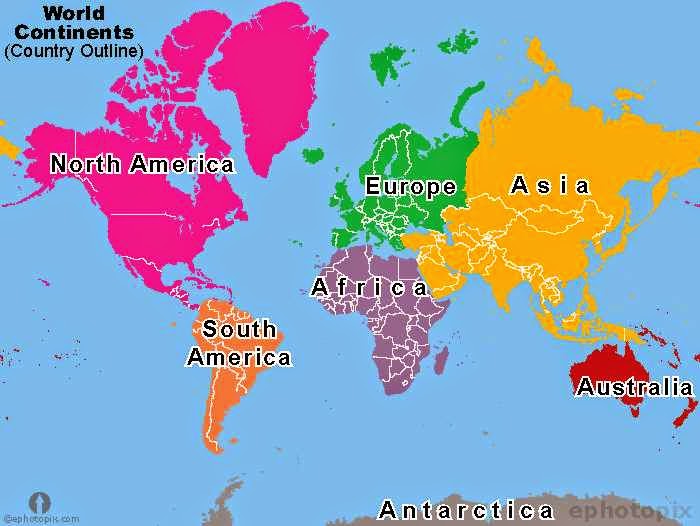 Printable Map of the 7 Continents - Free Printable Maps