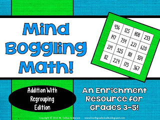 problem solving, addition with regrouping, math enrichment, math workshop, math centers, third grade math, fourth grade math, fast finishers
