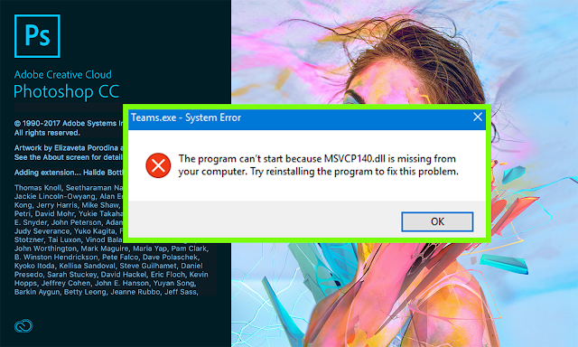 Cara Mengatasi Error msvcp140 vcrruntime140 dll photoshop cc 2018 Windows 10