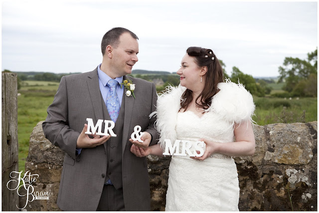 mr and mrs sign, bride in window, bridal prep, vintage wedding, high house farm brewery wedding, northumberland wedding photography katie byram photography, 