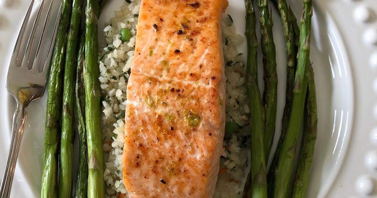 Broiled Salmon with Asparagus and LimeButter Sauce from Publix Aprons