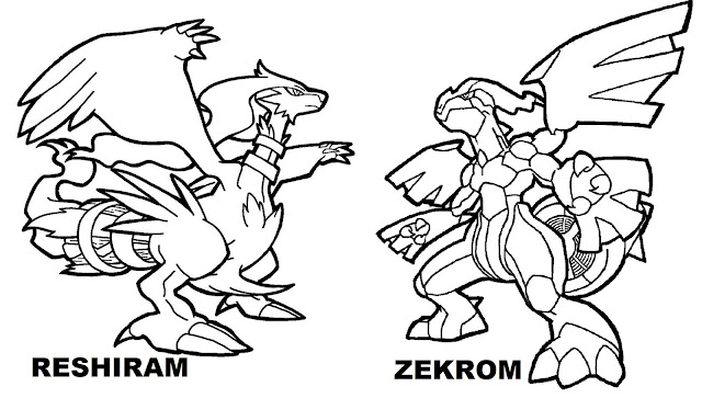 Zekrom Vs Reshiram Legendary Pokemon Coloring Pages