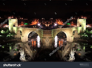 geometric composition of nocturnal landscapes of Toledo in San Martin bridge, surrealistic composition in which the balance is important, and the mystery of a world of dreams and darkness, geometric composition of nocturnal landscapes of Toledo in San Martin bridge, surrealistic composition in which the balance is important, and the mystery of a world of dreams and darkness,