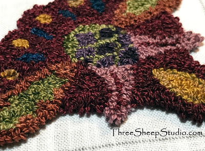 Punch Needle Design in rich Valdani colors by Rose Clay at ThreeSheepStudio.com Punch Needle Design in rich Valdani colors by Rose Clay at ThreeSheepStudio.com