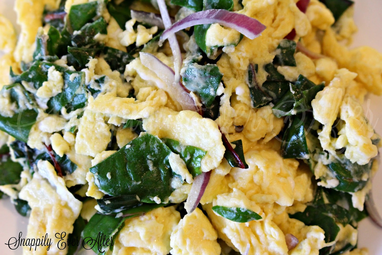 Snappily Ever After Swiss Chard Scrambled Eggs