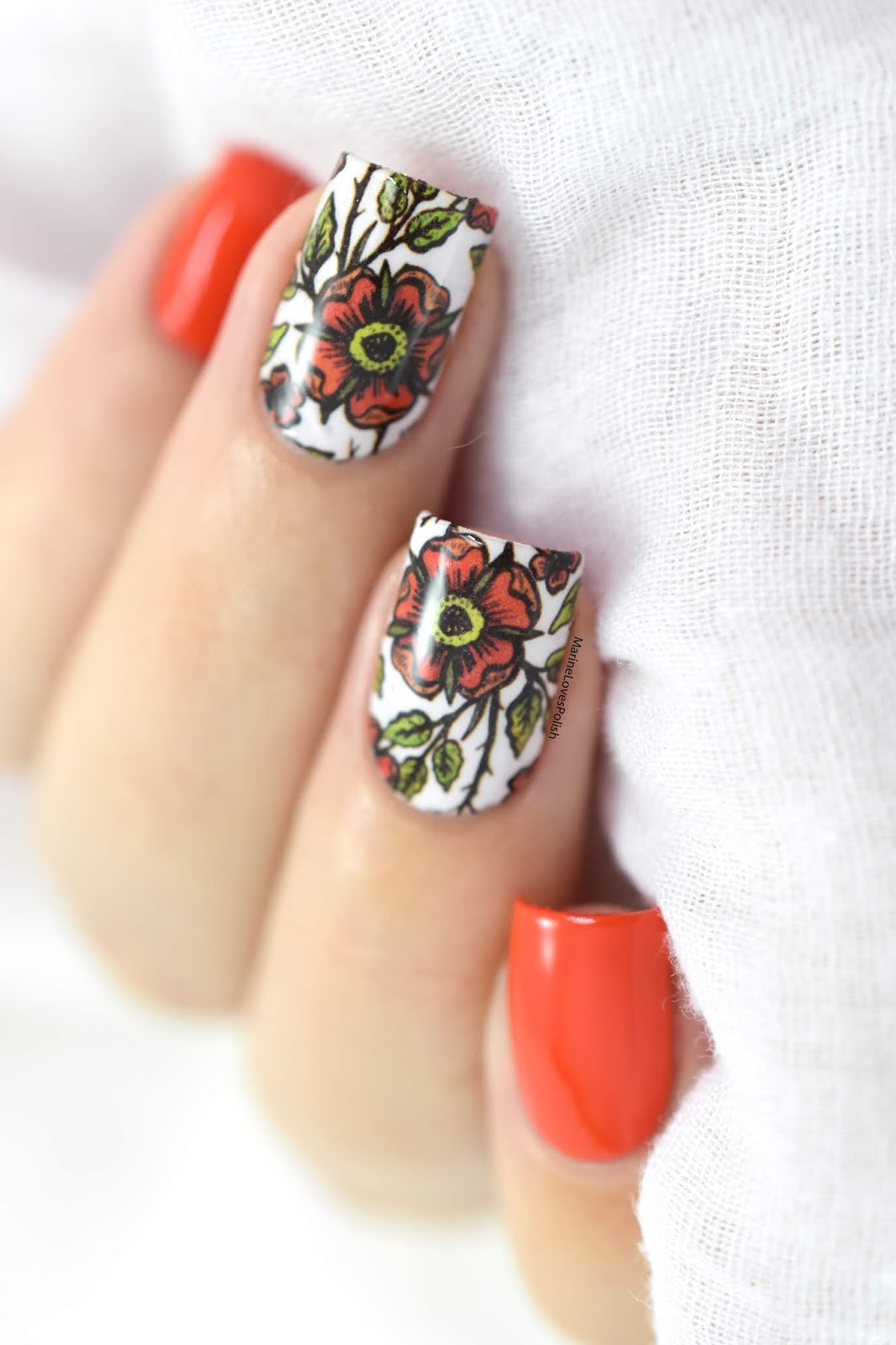 Nail art floral et automnal facile