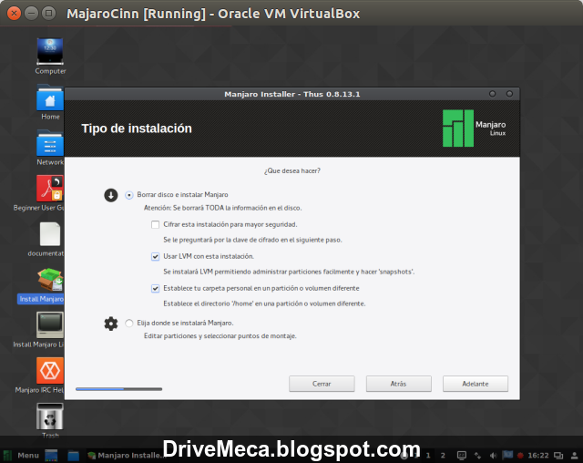 DriveMeca instalando Linux Manjaro Cinnamon paso a paso DriveMeca instalando Linux Manjaro Cinnamon paso a paso