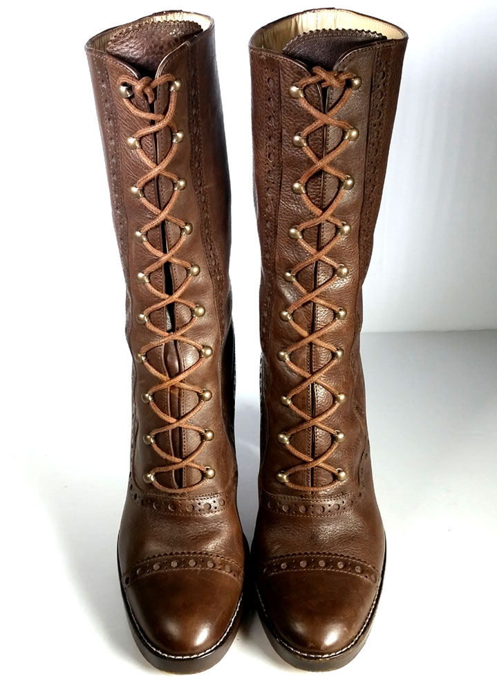 born leather lace up granny boots