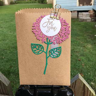 Tag a Bag gift bag with hydrangea made with Thoughtful Branches bundle by Spread Joy Stamping hydrangea gift bag