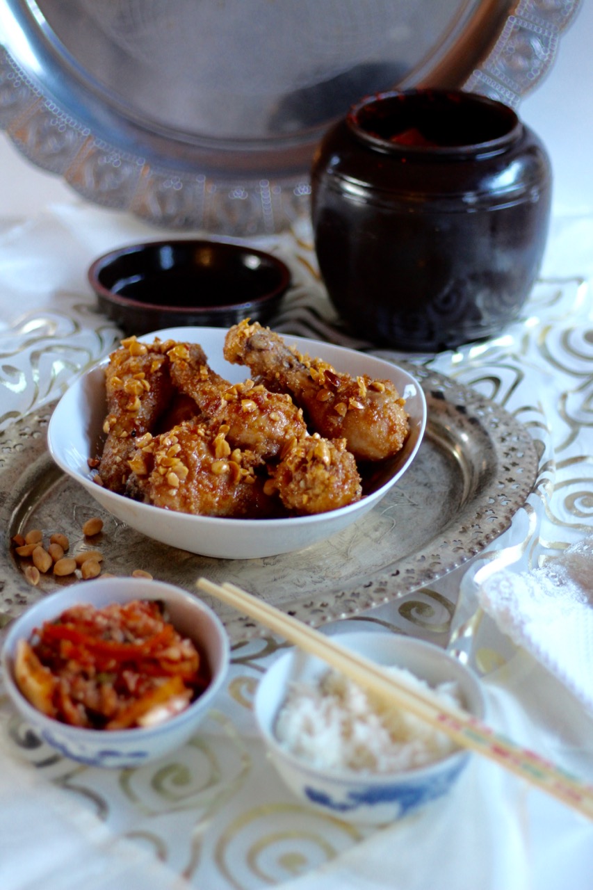 Knuspriges frittiertes Huhn mit Kimchi und Reis - so ein geniales Rezept!!! Knuspriges frittiertes Huhn mit Kimchi und Reis nach Maangchi