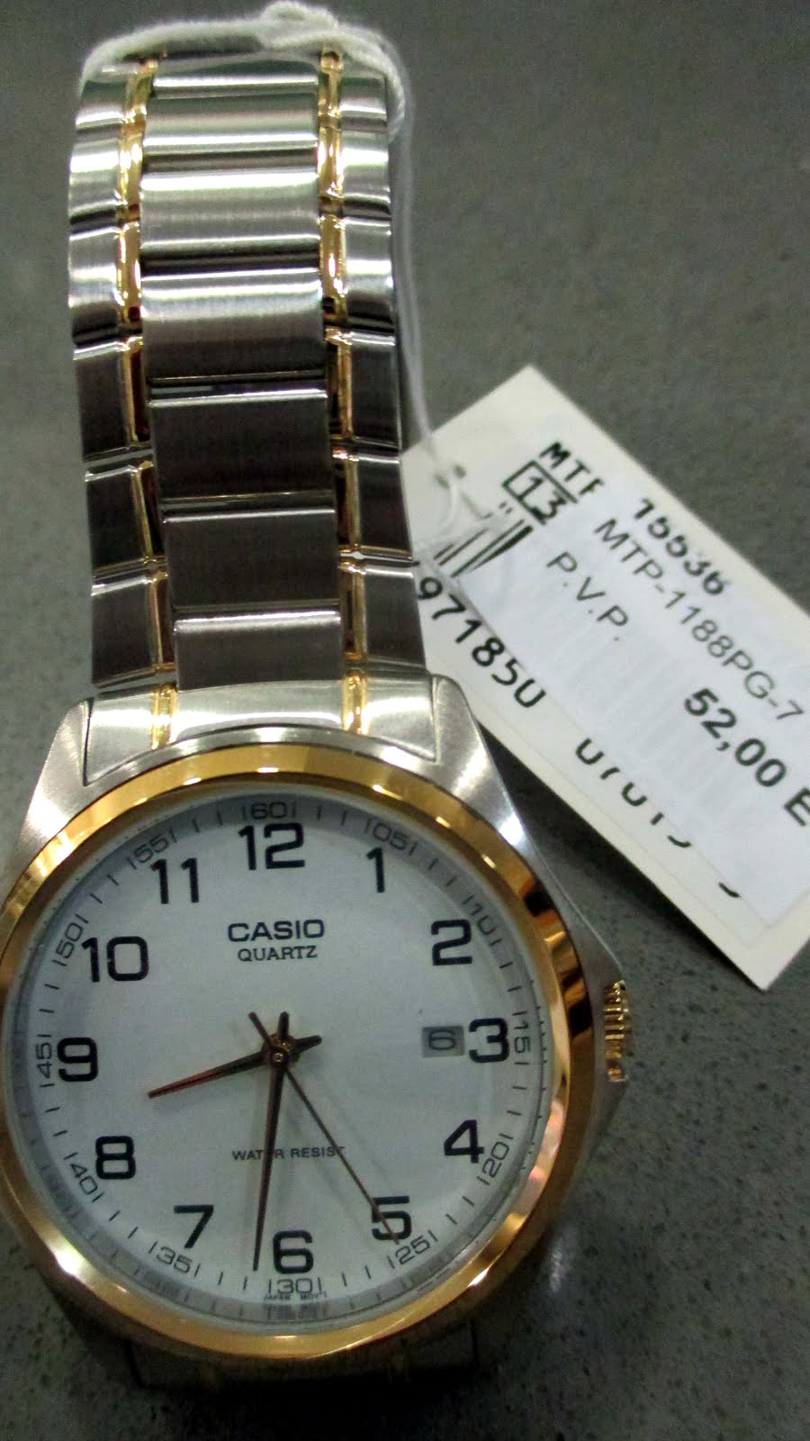 Reloj Casio, bicolor, acero, calendario...