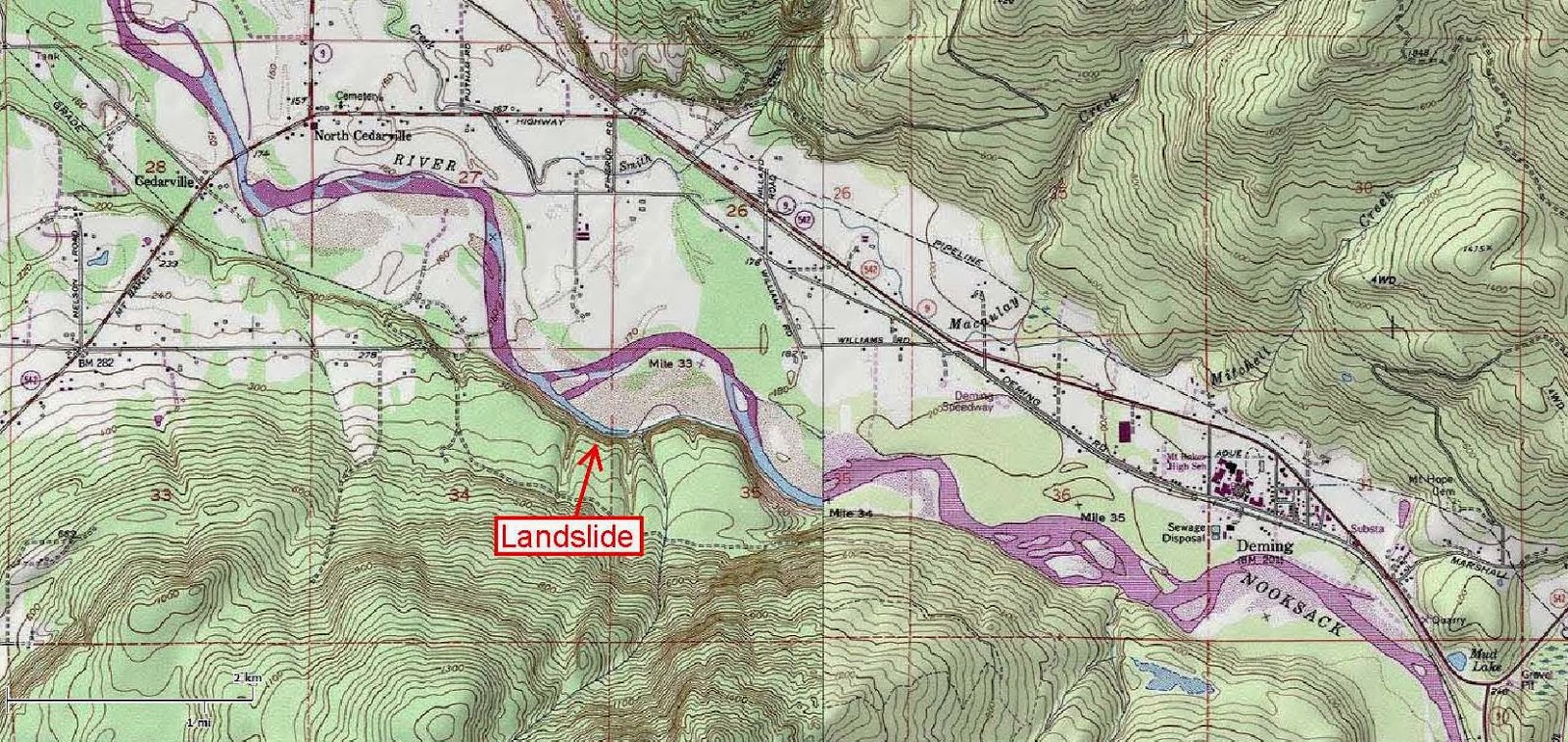 Reading the Washington Landscape Nooksack River Blocking Landslide