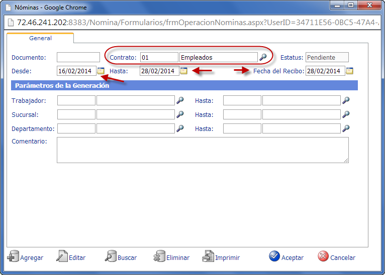 Creación de un Documento de Nómina - eFactory Nómina Web sistema de nomina, nomina web, nomina cloud, software de nomina, nomina en la nube, nomina cloud computing