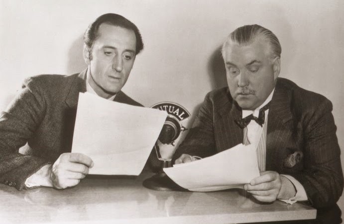 Basil Rathbone as Sherlock Holmes with Nigel Bruce as Dr. Watson on the Mutual Broadcasting System