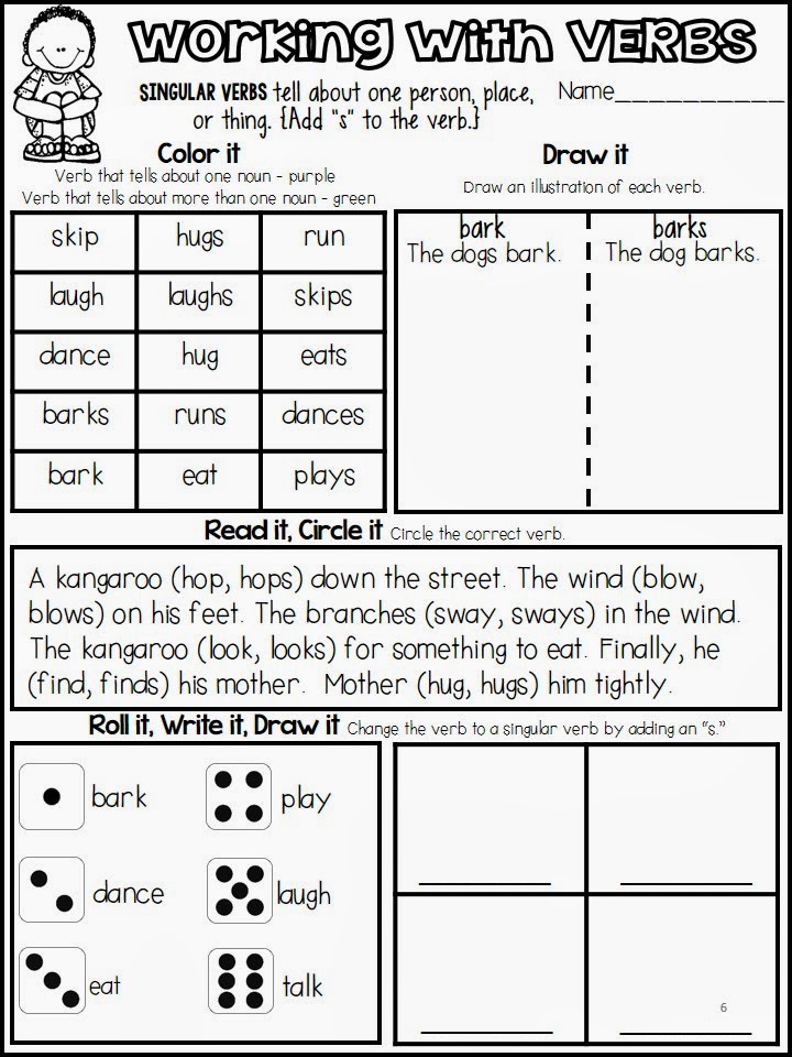 The Razzle Dazzle Classroom verbs, word work with y endings, & close