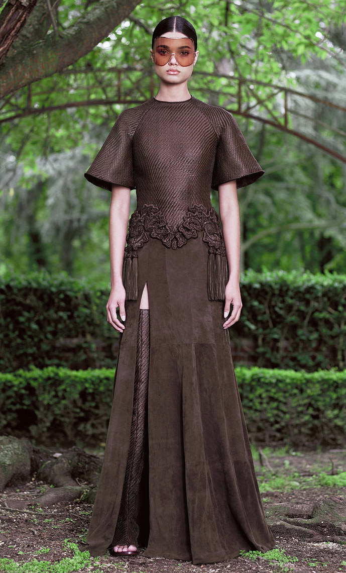 Givenchy chocolate suede and leather gown