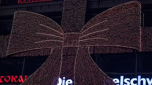 Christmas lights shaped like a bow in Berlin, Germany